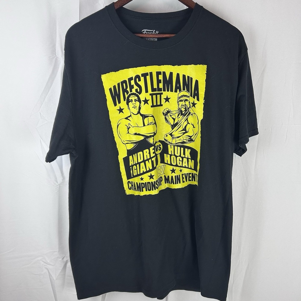 WWE Wrestling ANDRE vs HULK Wrestlemania III Main Event X-Large Black T-Shirt